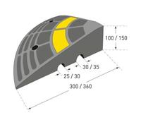MORAVIA MORION Rampe de bordure en caoutchouc élément de finition 360 × 360 × 150 mm noir jaune réfléchissant jusqu’à 40 t Quantité:1