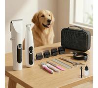 Moravon Dog Clipper, Low Noise Cordless Pet Grooming Trimmer with Guard Combs, Rechargeable Electric Hair Shaving Grooming Tools for Small Medium Large Dogs and Cats，#A