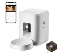 Moravon Pet Feeder, Smart Automatic Pet Feeder with Camera, 2L WiFi Automatic Cat Feeders, 2-Way Voice Interaction, Scheduled Feeding, HD Live View, Suitable for Cats and Small Dogs (White1)