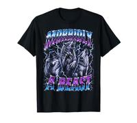 Morbidly A Beast Funny Alpha Wolf Meme Bootleg Y2K Graphic T-Shirt