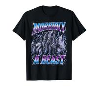 Morbidly A Beast Funny Alpha Wolf Meme Bootleg Y2K Graphic T-Shirt