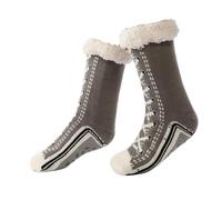 Morbuy 1 Paires Chaussettes Chaussons Hiver pour Femme et Homme, Chaussettes Thermiques Antidérapantes Épaisses Douillettes Chaudes Pantoufles pour la Maison (TZ-005 Gris,Taille unique)