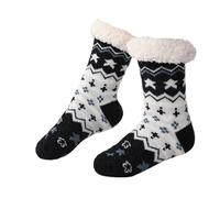 Morbuy 1 Paires Chaussettes Chaussons Hiver pour Femme et Homme, Chaussettes Thermiques Antidérapantes Épaisses Douillettes Chaudes Pantoufles pour la Maison (TZ-17 Noir étoilé,Taille unique)