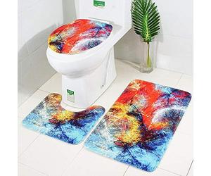 Morbuy 3 Pcs Ensemble Salle de Bain Tapis Contour WC Tapis de Bain Antidérapant Couvre Couverture de Toilette Siège - Impression de Style européen (45 * 75cm,Multicolore)