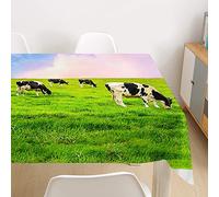 Morbuy 3D Animal Nappe Rectangulaire Anti Tache Nappe de Table Imperméable Lavable et Facile d'entretien pour Ménage Table Basse Jardin Extérieure Picnic (Vaches,140x180cm)