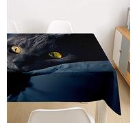 Morbuy 3D Nappe Rectangulaire Chat Imprimé Anti Tache Nappe de Table Imperméable Lavable et Facile d'entretien pour Ménage Table Basse Jardin Extérieure Picnic (Chat Noir,100x140cm)