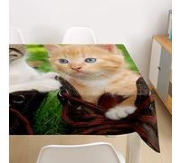 Morbuy 3D Nappe Rectangulaire Chat Imprimé Anti Tache Nappe de Table Imperméable Lavable et Facile d'entretien pour Ménage Table Basse Jardin Extérieure Picnic (Chaton,90x90cm)