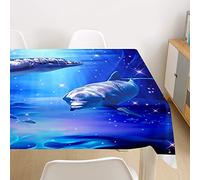 Morbuy 3D Nappe Rectangulaire Dauphin Imprimé Anti Tache Nappe de Table Imperméable Lavable et Facile d'entretien pour Ménage Table Basse Jardin Extérieure Picnic (Dauphin Scintillant,100x140cm)