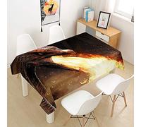 Morbuy 3D Nappe Rectangulaire Dragon Imprimé Anti Tache Nappe de Table Imperméable Lavable et Facile d'entretien pour Ménage Table Basse Jardin Extérieure (Dragon de Flamme,90x90cm)