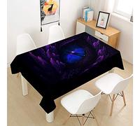 Morbuy 3D Nappe Rectangulaire Dragon Imprimé Anti Tache Nappe de Table Imperméable Lavable et Facile d'entretien pour Ménage Table Basse Jardin Extérieure (Yeux Violets,140x200cm)