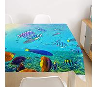 Morbuy 3D Nappe Rectangulaire Imprimé Anti Tache Nappe de Table Imperméable Lavable et Facile d'entretien pour Ménage Table Basse Jardin Extérieure Picnic (Poisson Tropical,140x260cm)
