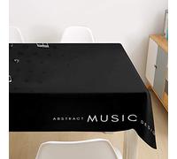 Morbuy 3D Nappe Rectangulaire Note Musicale Imprimé Anti Tache Nappe de Table Imperméable Lavable et Facile d'entretien pour Ménage Table Basse Jardin Extérieure (Noir Blanc,100x140cm)