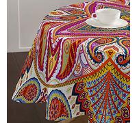 Morbuy 3D Nappes Rondes Anti Taches, Polyester Nappes Lavable et Facile d'entretien, Imperméable Nappe de Table Décoration avec Bohême Imprimé pour Cuisine Jardin Fête (Exotique,100cm)