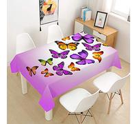 Morbuy 3D Papillon Nappe Rectangulaire Anti Tache Nappe de Table Imperméable Lavable et Facile d'entretien Nappes pour Ménage Table Basse Jardin Extérieure (Papillon Violet,140x220cm)