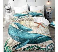 Morbuy 3D Parure de Lit Imprimé de Dauphin, Ensemble de Literie 1/2 Personnes en Microfibre avec Taies d'oreillers + Housses de Couettes pour Adultes Enfants (Bébé Baleine,220x240cm)