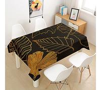 Morbuy 3D Plante Nappe Rectangulaire Nappe de Table Imperméable Anti Tache Lavable et Facile d'entretien Nappes pour Ménage Table Basse Jardin Extérieure (Feuilles d'or,140x160cm)