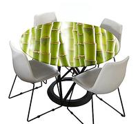 Morbuy 3D Rondes Nappes avec Bord Élastique, Bambou Imprimé Nappes Rondes Anti Taches Lavable, Imperméable Polyester Nappe de Table pour Cuisine Jardin Fête (Joint de Bambou,Diamètre 160cm)