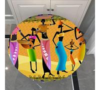 Morbuy 3D Rondes Nappes avec Bord Élastique, Exotique Imprimé Nappes Rondes Anti Taches Lavable, Imperméable Polyester Nappe de Table pour Cuisine Jardin Fête (Nation Indienne,Diamètre 90cm)