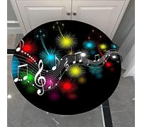 Morbuy 3D Rondes Nappes avec Bord Élastique, Nappes Rondes Anti Taches Lavable, Imperméable Polyester Nappe de Table Imprimé de Note Musicale pour Cuisine Jardin Fête Table (Multicolore,90cm)