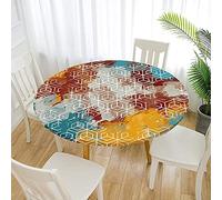 Morbuy 3D Rondes Nappes avec Bord Élastique, Nappes Rondes Anti Taches Lavable, Imperméable Polyester Nappe de Table Imprimé Art Abstraitl pour Cuisine Jardin Fête Table (120cm,Graffiti)