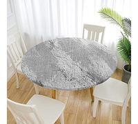 Morbuy 3D Rondes Nappes avec Bord Élastique, Nappes Rondes Anti Taches Lavable, Imperméable Polyester Nappe de Table Imprimé Art Abstraitl pour Cuisine Jardin Fête Table (90cm,Gris)