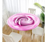 Morbuy 3D Rondes Nappes avec Bord Élastique, Nappes Rondes Anti Taches Lavable, Imperméable Polyester Nappe de Table Imprimé de Rose Fleurs pour Cuisine Jardin Fête Table (130cm,Rose G)