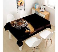 Morbuy 3D Tigre Nappe Rectangulaire Anti Tache Nappe de Table Imperméable Lavable et Facile d'entretien Nappes pour Ménage Table Basse Jardin Extérieure (Tigre bête,140x140cm)
