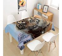 Morbuy 3D Tigre Nappe Rectangulaire Anti Tache Nappe de Table Imperméable Lavable et Facile d'entretien Nappes pour Ménage Table Basse Jardin Extérieure (Tigre des neiges,90x90cm)