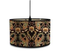 Morbuy Abat-Jour en Bambou, Motif Floral de Luxe Rétro, Diamètre 30cm - Pour Chevet, Table, Lampadaire, Plafond - Décorer (Noir)