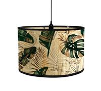 Morbuy Abat-Jour en Bambou, Motif Plante Floral Tropical, Diamètre 30cm Abat-Jour Tambour Rechange pour Lampe de Chevet, Lampe de Table, Lampadaire, Lampe de Plafond, Décorer (Feuilles d'Or)