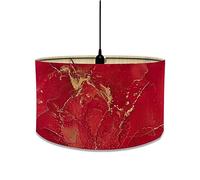 Morbuy Abat-Jour en Bambou - Style Vintage Imprimé Marbre, Diamètre 30cm - Pour Lampe de Table, de Chevet ou Sur Pied (Rouge)