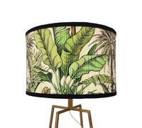 Morbuy Abat-Jour en Bambou, Tambour Abat-jour, Vintage Motif de Feuille de Palmier Rechange Abat-Jour pour Lampe de Table/Chevet, Suspension, Lampadaire, Décoration d'intérieur (Vert)