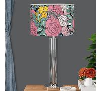 Morbuy Abat-Jour en Tissu Rond, Abat Jour à Imprimé Fleurs Rétro, Abat-Jour Plafond, Couvre Abat-Jour pour Lampe de Table, Lampe Murale, Lampe de Chevet et Lampadaire (Rose,28.5x17cm)