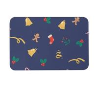 Morbuy Antidérapant Tapis de Cuisine, Noël Lavable Tapis Cuisine Devant Evier, Exquis Absorbant Diatomite Extra Plat Rug pour Évier, Sol, Couloir (Cloche Jaune,50x80cm)