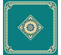 Morbuy Art Floral Oriental Tapis de Jeux de Plateau Carré (Turquoise,80x80cm)