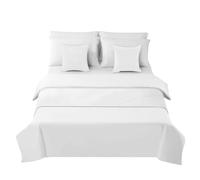 Morbuy Blanc Chemin de Lit Hôtel Doux Qui Ne Se Décolore Pas - Moderne Imprimé en Marbre 3D Accueil Literie Drapeau Drapeau Queue de Lit Décoration de la Maison (Blanc 8,50x240cm)