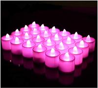 Morbuy Bougies LED, Flamme Vacillante 24PC Lumière Piles Alimentation Proposition de Mariage Romantique Anniversaire Décoration de Halloween Maison Mariage Anniversaire Soirée Fête (Rose)