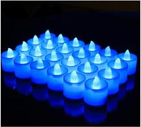 Morbuy Bougies LED, Flamme Vacillante 24PC Lumière Piles Alimentation Proposition de Mariage Romantique Anniversaire Décoration de Halloween Maison Mariage Anniversaire Soirée Fête (Bleu)