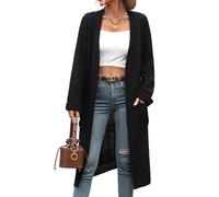 Morbuy Cardigan Tricoté Long Femme, Pull en Tricoté Cardigan pour Femmes, Vetement Chic Femme Cardigan Long Gilet Grosse Maille Hiver Automne Femme Filles, Laine Crochet | Gris Noir Blanc Rose Vert