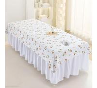 Morbuy Champêtre Style Serviette Table de Massage, Doux Drap Table de Massage avec Trou Réutilisable Lavable Serviette, Housse de Table Cil pour Spa Beauté (Fleurs Oranges,76x190cm)