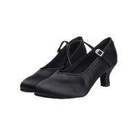 Morbuy Chaussures Danse Latine Femme Bout Fermé, Sandales de Danse Salsa Talon 5.5/7.5 cm, Conception à Sangle Réglable, Chaussures Latine pour Danse Salon Tango Bachata Cha Cha (Noir 5,5 cm,39)