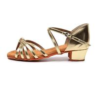 Morbuy Chaussures Danse Latine Femme Talon 3.5cm, Chaussures Latine Petit Talon Confortable Élégant Bout Ouvert T-Strap pour Danse Salon Tango Bachata Cha Cha (Jaune,37)