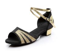 Morbuy Chaussures de Danse Latine Femme, Sandales de Danse Salsa avec Talon 3.5cm, Chaussures de Salon Professionnelles pour Danse Salon Cha Cha Tango Bachata (0023 Noir,37)