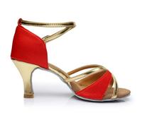 Morbuy Chaussures de Danse Latine Femme, Sandales de Danse Salsa avec Talon 5cm/7cm, Chaussures de Salon Professionnelles pour Danse Salon Cha Cha Tango Bachata (805 Rouge 7 cm,42)