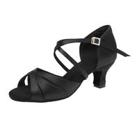 Morbuy Chaussures de Danse Latine Femme, Sandales de Danse Salsa avec Talon 5cm/7cm, Chaussures de Salon Professionnelles pour Danse Salon Tango Bachata Cha Cha (Noir 5 cm,34)