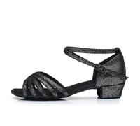 Morbuy Chaussures de Danse Latine Fille avec Brides Réglables, Chaussures Danse Latine Enfant Respirant Confortable avec Petit Talon 3.5cm, pour Danse Salon Salsa Tango Bachata Cha Cha (Noir,34)