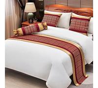 Morbuy Chemin de Lit avec Coussin Assorti, Couleur Unie Chemin de Lit Hôtel Doux Drapeau de Lit pour Salon, Chambre à Coucher, Décoration de la Maison (Rouge éclatant,50x210+50x50cm)