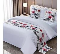 Morbuy Chemin de Lit avec Coussin Assorti, Couleur Unie Chemin de Lit Hôtel Doux Drapeau de Lit pour Salon, Chambre à Coucher, Décoration de la Maison (50x210+50x50cm,Fleur de Lotus)