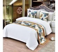 Morbuy Chemin de Lit avec Coussin Assorti, Couleur Unie Chemin de Lit Hôtel Doux Drapeau de Lit pour Salon, Chambre à Coucher, Décoration de la Maison (50x260+50x50cm,Forêt Tropicale)