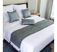Morbuy Chemin de Lit avec Coussin Assorti, Couleur Unie Chemin de Lit Hôtel Doux Drapeau de Lit pour Salon, Chambre à Coucher, Décoration de la Maison (45x240+45x45cm,Imprimé léopard Noir)